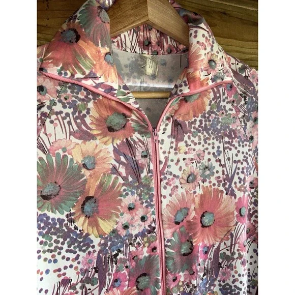 vintage caftans for women small floral half zip - Picture 4 of 5